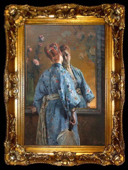 framed  Alfred Stevens The Japanese Parisian., ta009-2